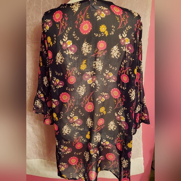 Womans Floral Xhilaration Sheer Cardigan / Kimono / Bolero Jacket in size Large - Picture 4 of 6